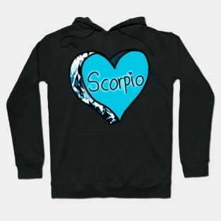 Scorpio Blue Aquamarine Love Heart Hoodie